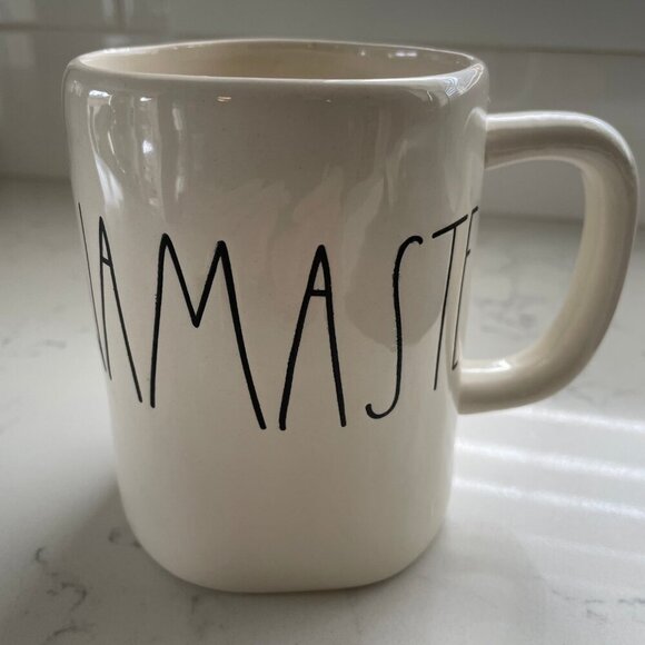 Rae Dunn Artisan Collection 'Namaste' Ceramic Mug White w Black Print Sz OS - Picture 6 of 6